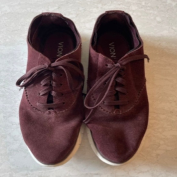Vionic Taylor Suede Sneakers Comfort Walking Shoes Plum Burgundy Maroon 8 9.5 - Picture 2 of 10
